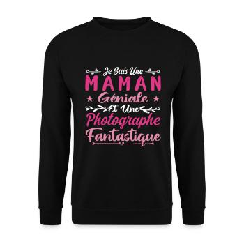 Une Maman Géniale Et Une Photographe Fantastique - Sweat-shirt Unisexe - noir - Devant - Alina (178cm) & Michal (187cm)