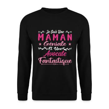 Une Maman Géniale Et Une Avocate Fantastique - Sweat-shirt Unisexe - noir - Devant - Alina (178cm) & Michal (187cm)