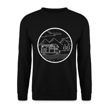 Mountain - Camping Van - (13) - Unisex Sweatshirt - black - Front - Alina (178cm) & Michal (187cm)