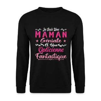 Une Maman Géniale Et Une Opticienne Fantastique - Sweat-shirt Unisexe - noir - Devant - Alina (178cm) & Michal (187cm)