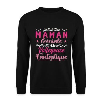 Une Maman Géniale Et Une Volleyeuse Fantastique - Sweat-shirt Unisexe - noir - Devant - Alina (178cm) & Michal (187cm)