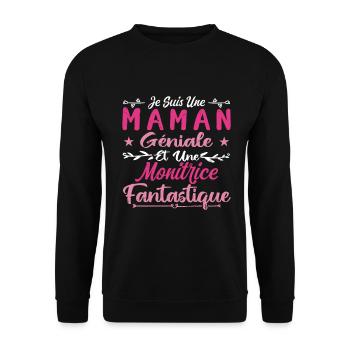 Une Maman Géniale Et Une Monitrice Fantastique - Sweat-shirt Unisexe - noir - Devant - Alina (178cm) & Michal (187cm)