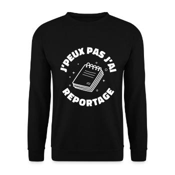 J'peux pas j'ai reportage | journaliste cadeau - Sweat-shirt Unisexe - noir - Devant - Alina (178cm) & Michal (187cm)