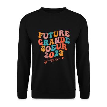 Future Big Sister 2023 Gift Pregnancy Announcement - Unisex Sweatshirt - black - Front - Alina (178cm) & Michal (187cm)