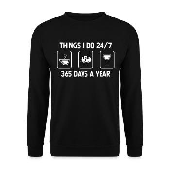 Je pense 24-7 365 jours par an - Vin - Camping W - Sweat-shirt Unisexe - noir - Devant - Alina (178cm) & Michal (187cm)