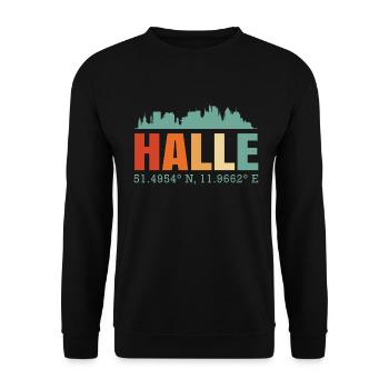 Halle - Unisex Pullover - Schwarz - Vorne - Alina (178cm) & Michal (187cm)