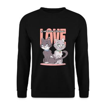 C'est Chat L'amour - Sweat-shirt Unisexe - noir - Devant - Alina (178cm) & Michal (187cm)