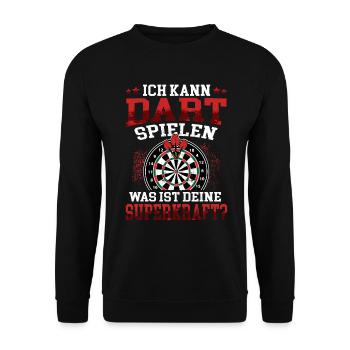Ich kann Dart spielen Darts Dartspieler 180 - Unisex Pullover - Schwarz - Vorne - Alina (178cm) & Michal (187cm)