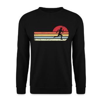Lignes soleil et rétro - course à pied féminine - - Sweat-shirt Unisexe - noir - Devant - Alina (178cm) & Michal (187cm)