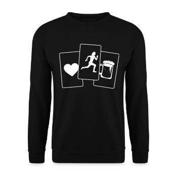 Herz - Bier - Weiblich Laufen - - Unisex Pullover - Schwarz - Vorne - Alina (178cm) & Michal (187cm)