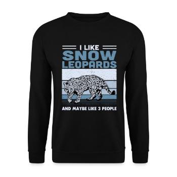 Schneeleopard - Unisex Pullover - Schwarz - Vorne - Alina (178cm) & Michal (187cm)