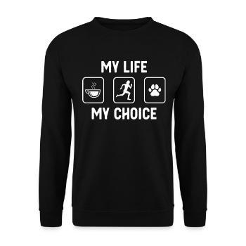 Mein Leben Meine Wahl - Hundepfote - Weiblich Lauf - Unisex Pullover - Schwarz - Vorne - Alina (178cm) & Michal (187cm)