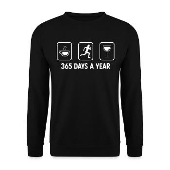 365 Tage im Jahr - Wein - Weiblich Laufen - - Unisex Pullover - Schwarz - Vorne - Alina (178cm) & Michal (187cm)