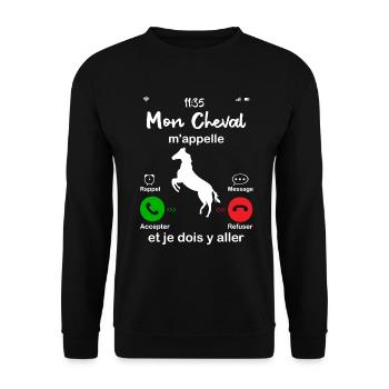 Mon Cheval M'appelle. Et Je Dois Y Aller - Sweat-shirt Unisexe - noir - Devant - Alina (178cm) & Michal (187cm)