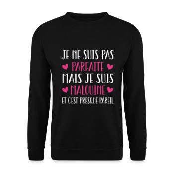 Je Ne Suis Pas Parfaite Mais Malouine - Sweat-shirt Unisexe - noir - Devant - Alina (178cm) & Michal (187cm)