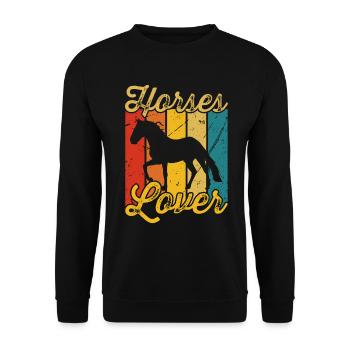 Pferdeliebhaber - Unisex Pullover - Schwarz - Vorne - Alina (178cm) & Michal (187cm)