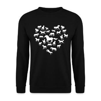 Pferde Herz - Unisex Pullover - Schwarz - Vorne - Alina (178cm) & Michal (187cm)