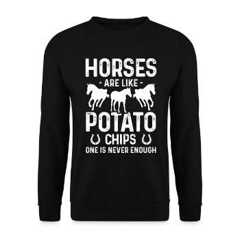 Horses are like potato chips One is never enough - Unisex Sweatshirt - black - Front - Alina (178cm) & Michal (187cm)