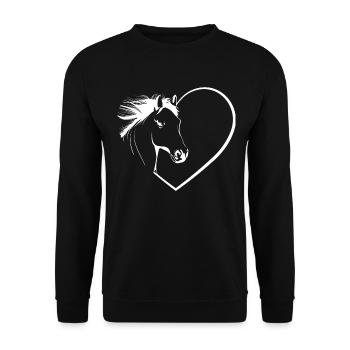 Herz Pferd - Unisex Pullover - Schwarz - Vorne - Alina (178cm) & Michal (187cm)