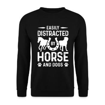 Leicht abzulenken durch Pferde und Hunde - Unisex Pullover - Schwarz - Vorne - Alina (178cm) & Michal (187cm)