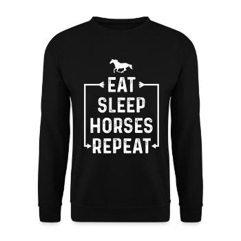 Eat Sleep Horses Repeat - Unisex Sweatshirt - black - Front - Alina (178cm) & Michal (187cm)