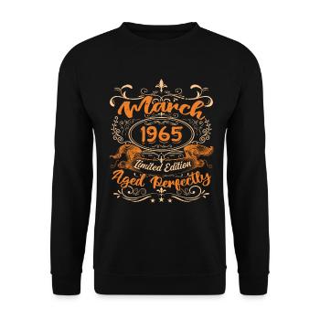 März 1965 | Perfekt gealtert - Unisex Pullover - Schwarz - Vorne - Alina (178cm) & Michal (187cm)