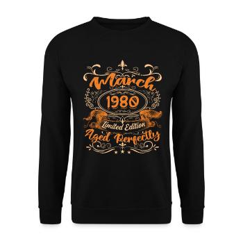 March 1980 | Aged Perfectly - Unisex Sweatshirt - black - Front - Alina (178cm) & Michal (187cm)
