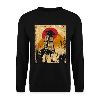 Samouraï Art Japonais Vintage Fighter Rétro - Sweat-shirt Unisexe - noir - Devant - Alina (178cm) & Michal (187cm)