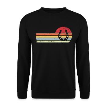 Soleil et lignes rétro - Houe à cheval - - Sweat-shirt Unisexe - noir - Devant - Alina (178cm) & Michal (187cm)