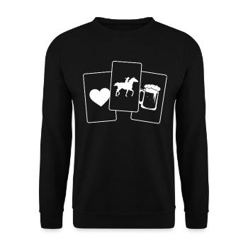 Coeur - Bière - Équitation - - Sweat-shirt Unisexe - noir - Devant - Alina (178cm) & Michal (187cm)