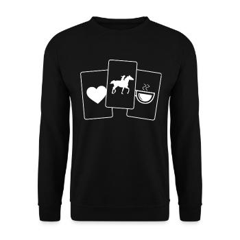 Coeur - Café - Équitation - Coeur - Café - Fer à cheval - Sweat-shirt Unisexe - noir - Devant - Alina (178cm) & Michal (187cm)