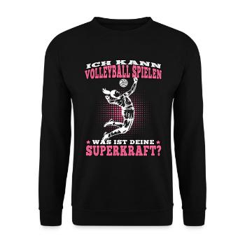Ich kann Volleyball spielen Volleyballerin - Unisex Pullover - Schwarz - Vorne - Alina (178cm) & Michal (187cm)