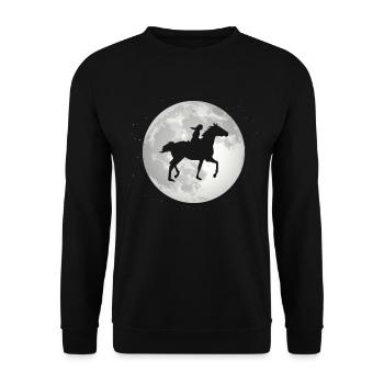 Vollmond - Pferd reiten - - Unisex Pullover - Schwarz - Vorne - Alina (178cm) & Michal (187cm)