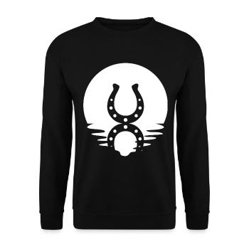 Cercle et réflexion - Fer à cheval - Cheval - Sweat-shirt Unisexe - noir - Devant - Alina (178cm) & Michal (187cm)