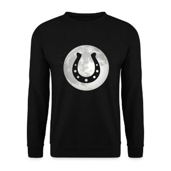 Vollmond - Pferd - Hufeisen - - Unisex Pullover - Schwarz - Vorne - Alina (178cm) & Michal (187cm)