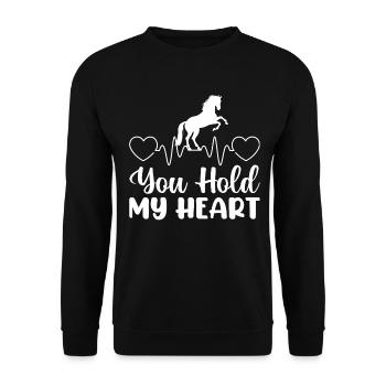 Du hast mein Herz gehalten - - Unisex Pullover - Schwarz - Vorne - Alina (178cm) & Michal (187cm)