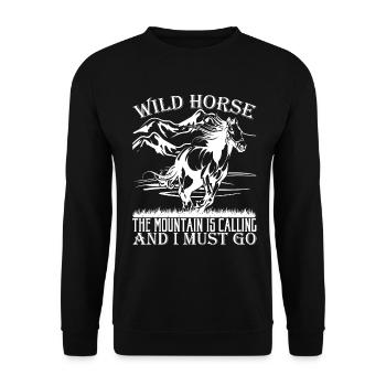 Cheval sauvage La montagne appelle et je dois y aller - - Sweat-shirt Unisexe - noir - Devant - Alina (178cm) & Michal (187cm)