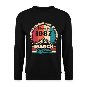März 1987 | Perfekt gealtert - Unisex Pullover - Schwarz - Vorne - Alina (178cm) & Michal (187cm)