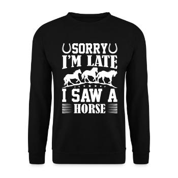Tut mir leid, dass ich zu spät bin, ich habe ein P - Unisex Pullover - Schwarz - Vorne - Alina (178cm) & Michal (187cm)