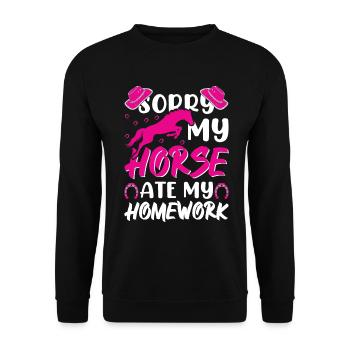 Désolé mon cheval a mangé mes devoirs 1 - - Sweat-shirt Unisexe - noir - Devant - Alina (178cm) & Michal (187cm)