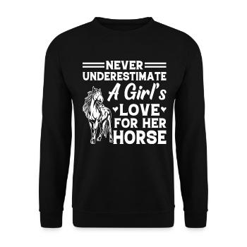 Never underestimate a girl's love for i - Unisex Sweatshirt - black - Front - Alina (178cm) & Michal (187cm)