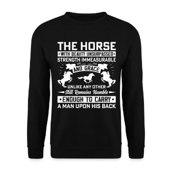 The horse with unsurpassed beauty and unerme - Unisex Sweatshirt - black - Front - Alina (178cm) & Michal (187cm)