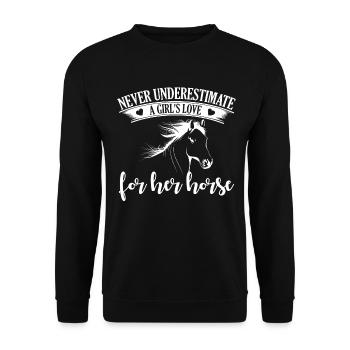 Ne sous-estimez jamais l’amour d’une fille pour i - Sweat-shirt Unisexe - noir - Devant - Alina (178cm) & Michal (187cm)