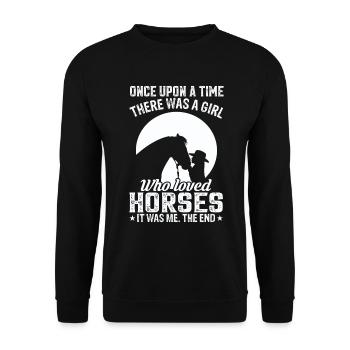 Es war einmal ein Mädchen, das Pferde liebte - - Unisex Pullover - Schwarz - Vorne - Alina (178cm) & Michal (187cm)