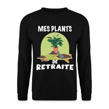 Retraite Au jardin Plan de Retraite Citation - Sweat-shirt Unisexe - noir - Devant - Alina (178cm) & Michal (187cm)