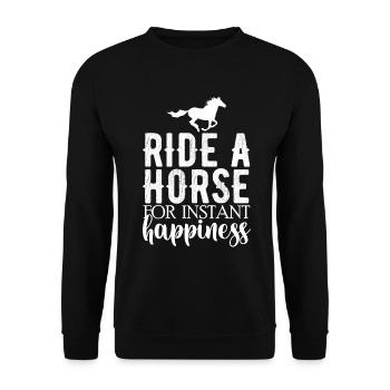 Montez à cheval pour un bonheur instantané - - Sweat-shirt Unisexe - noir - Devant - Alina (178cm) & Michal (187cm)