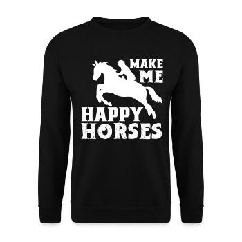 Fais-moi des chevaux heureux - - Sweat-shirt Unisexe - noir - Devant - Alina (178cm) & Michal (187cm)