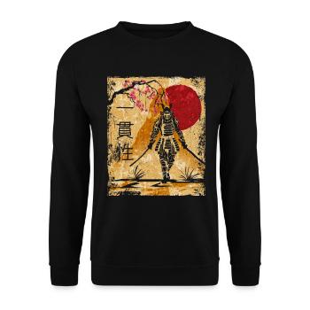Samouraï Art Japonais Vintage Fighter Rétro - Sweat-shirt Unisexe - noir - Devant - Alina (178cm) & Michal (187cm)