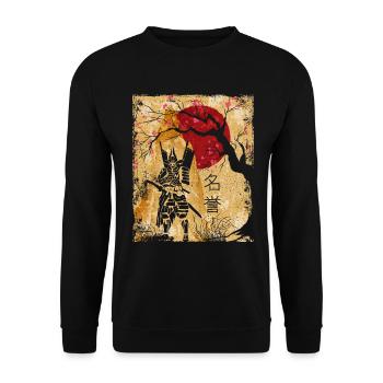 Samouraï Art Japonais Vintage Fighter Rétro - Sweat-shirt Unisexe - noir - Devant - Alina (178cm) & Michal (187cm)