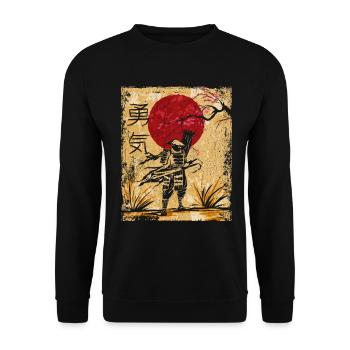 Samouraï Art Japonais Vintage Fighter Rétro - Sweat-shirt Unisexe - noir - Devant - Alina (178cm) & Michal (187cm)